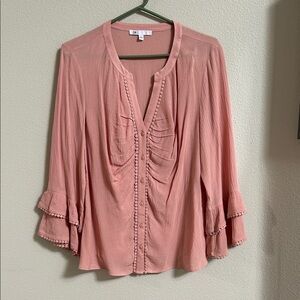 DR2 light pink Blouse with Ruffle Sleeves